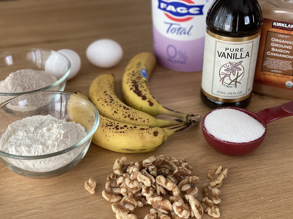 Ingredients for banana bread