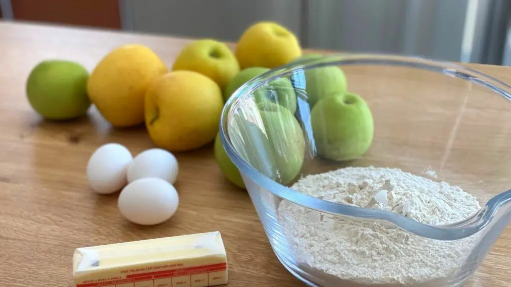 Ingredients for apple cake