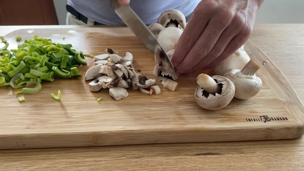 chop veggies for high protein omelet