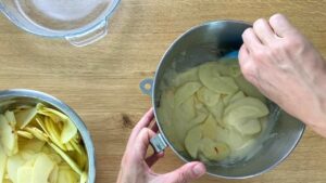 mix apples with dough