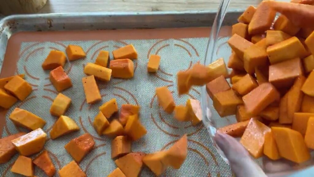 spread squash on tray