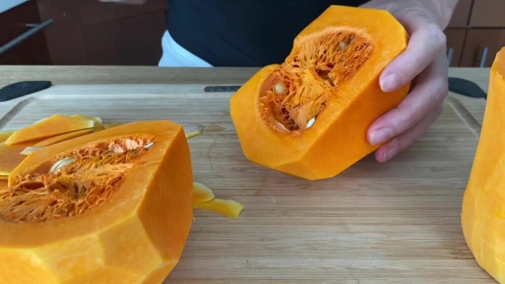 Butternut squash cleaning the inside