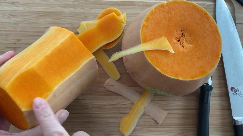 peeling Butternut squash 