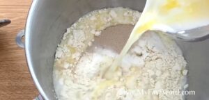 add milk and butter to dry ingredients