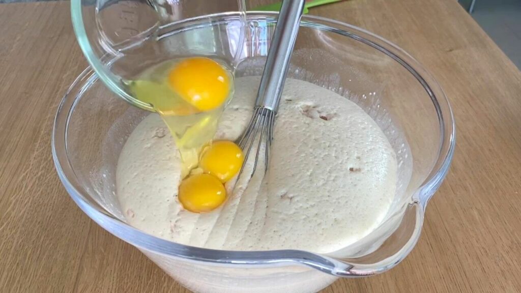 yeast cake - add eggs