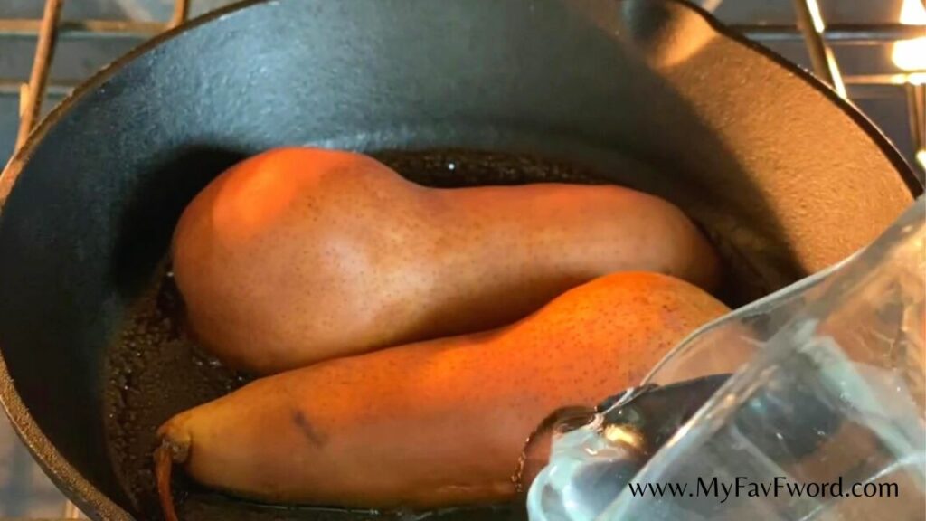 add water to baked pears
