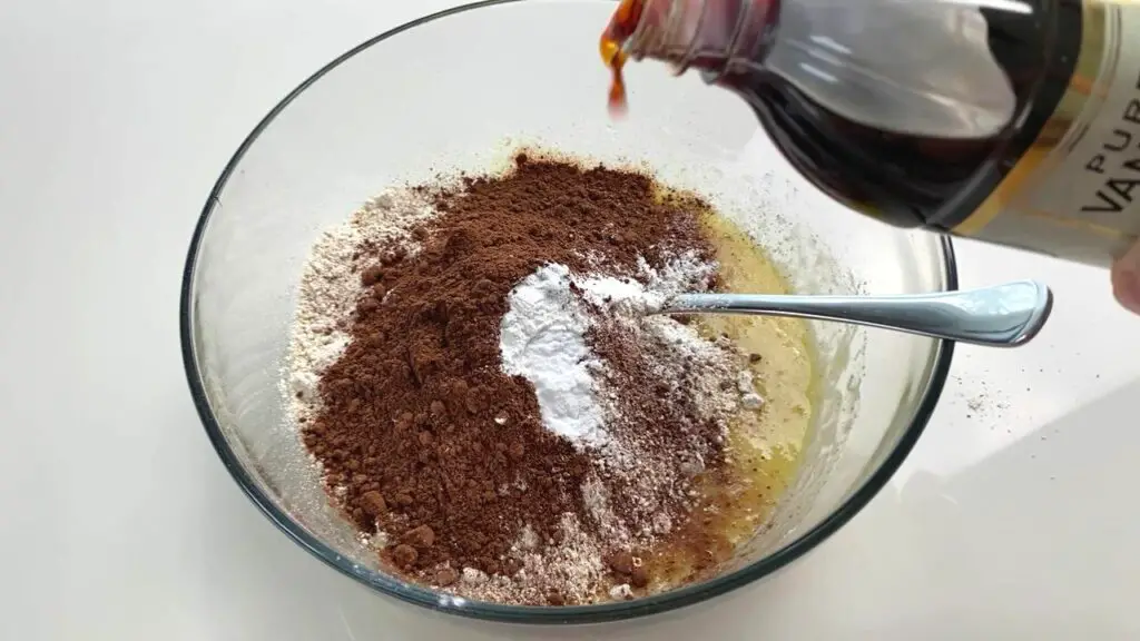 mixing ingredients for brownies