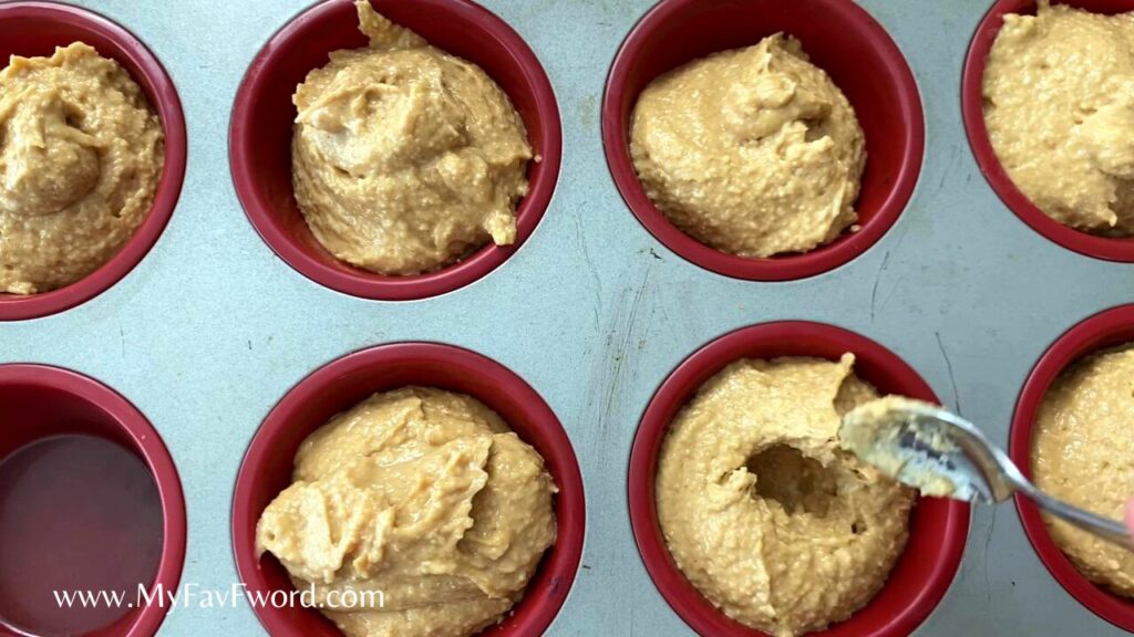 strawberry protein muffins divide in tins