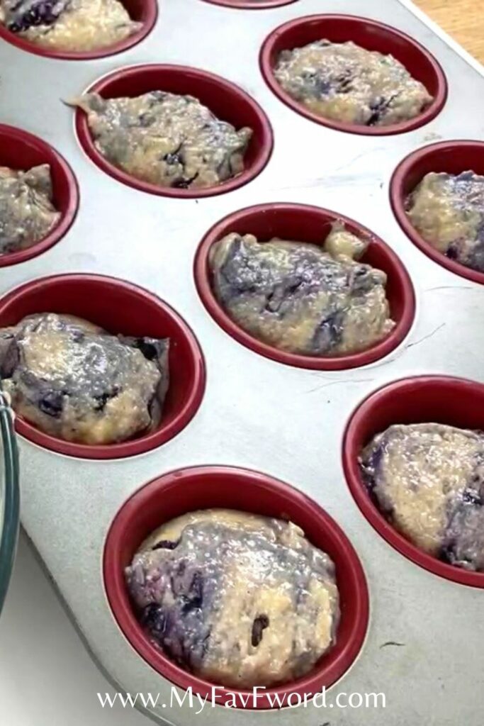 healthy blueberry oatmeal muffins batter