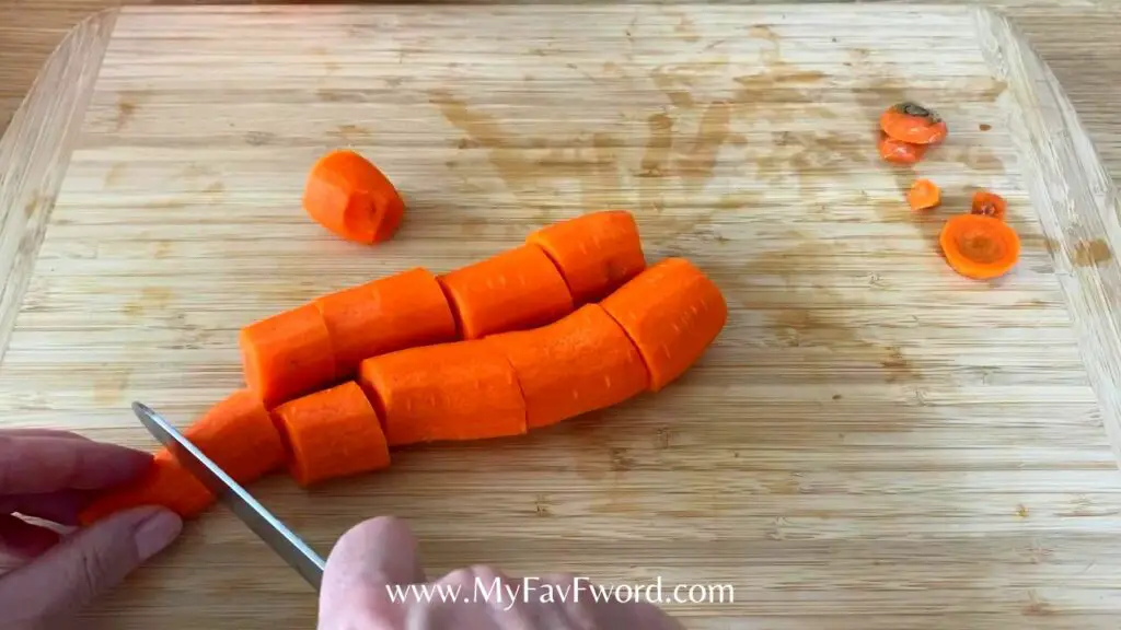 chop carrots for carrot souffle