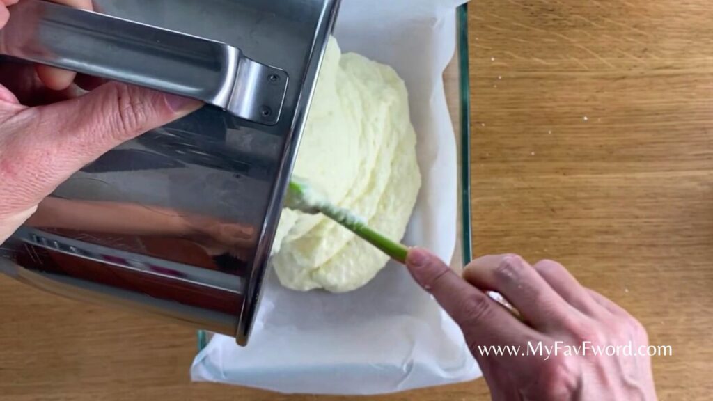 pour the batter into baking dish