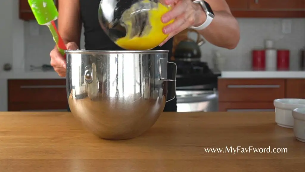 add yolks to a bowl with sweetener
