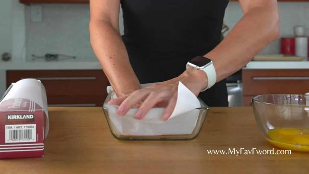line baking dish with parchment paper