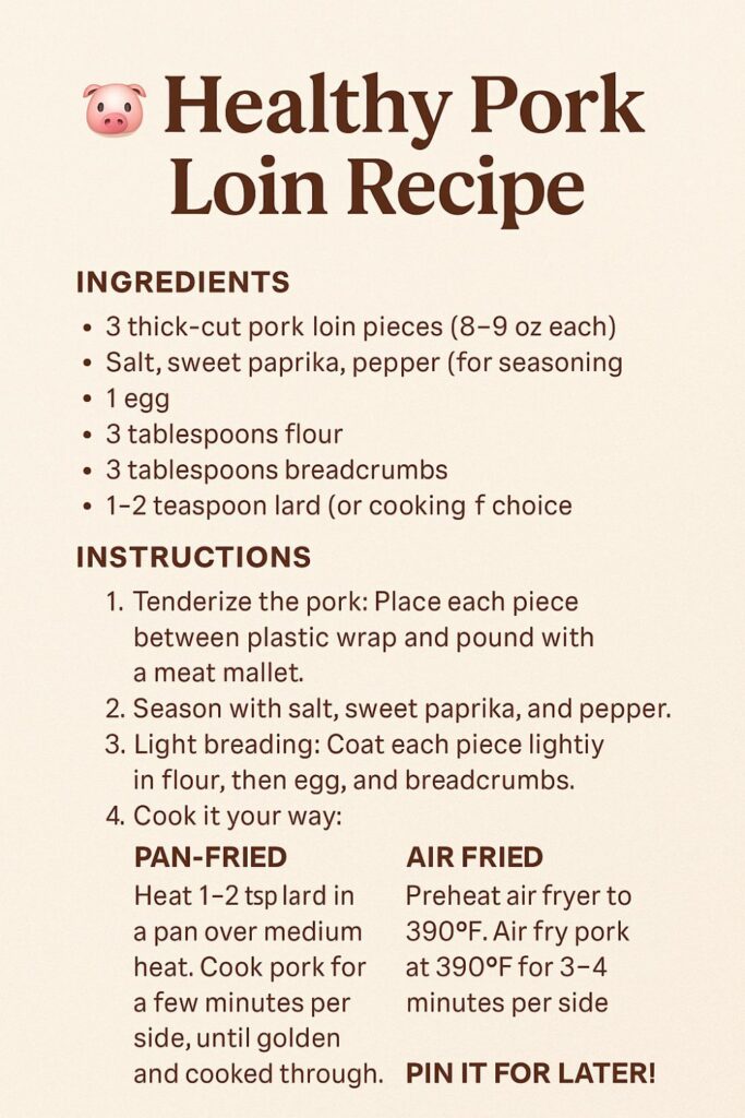 recipe card for healthy pork loin recipe