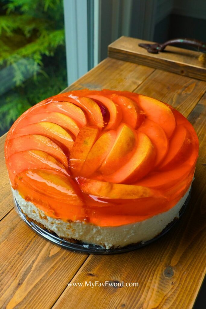 high protein peach cheesecake